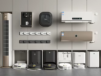 Modern sweeping robot sweeping robot mopping robot vertical air conditioning water dispenser switch socket 3d model