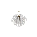Modern Curved Line Chandelier with Petal Like Shape in White and Brown