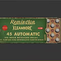 Remington 45 Automatic Ammunition Box With Bullets And Green Red Packaging 3d model