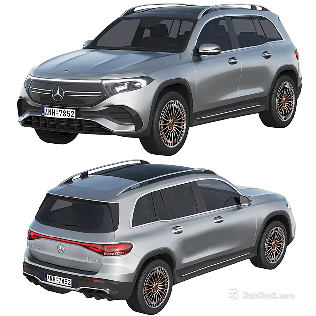Mercedes Silver SUV With Bronze Wheels Roof Rails And Modern Exterior Design 3d model 