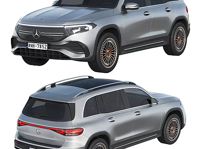 Mercedes Silver SUV With Bronze Wheels Roof Rails And Modern Exterior Design 3d model