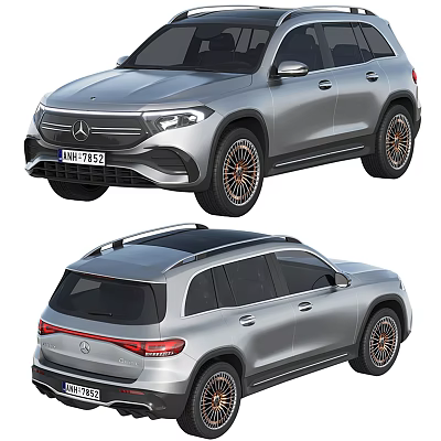 Mercedes Silver SUV With Bronze Wheels Roof Rails And Modern Exterior Design 3d model