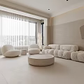 Modern Living and Dining Room Interior With Minimalist Sofa TV Wall And Open Layout