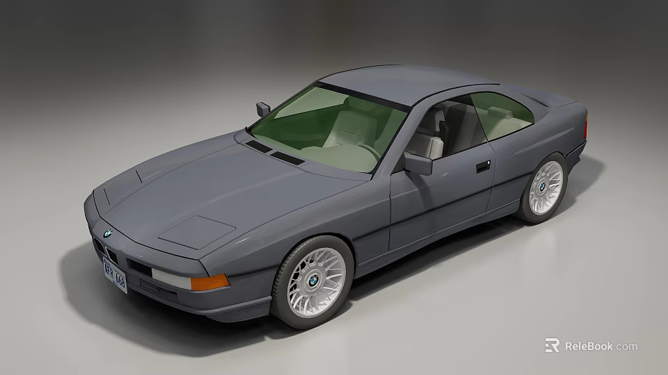Gray BMW Two Door Classic Sedan With Sleek Exterior Design 3d model 