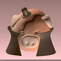 Pink Reptile Piggy Bank Wearing Black Hat And Cape On Light Pink Background