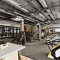 Modern Industrial Gym Spacious Workout Space With Treadmills Weight Machines And Natural Light From Windows
