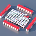 Traditional Mahjong Tiles Collection With Red White Edges Numbers Symbols And Dice