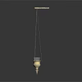 Modern Pendant Light Fixture With Metal Chain And Glass Shade Design