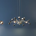 Elegant Modern Chandelier With Multi Spherical Bulbs In Interior Space 3d model