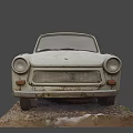 Old Rusted Vintage Car Front View Showing Weathered Metal Details