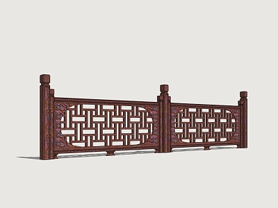 Commercial Railing Handrail Wooden Fence Shop Railing 3d model