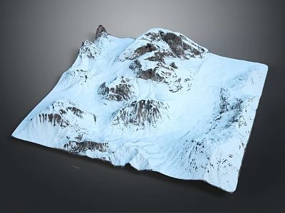 Detailed Snowy Mountain Terrain Model Featuring Multiple Peaks And Ridges 3d model
