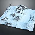 Detailed Snowy Mountain Terrain Model Featuring Multiple Peaks And Ridges
