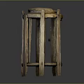 Traditional Rustic Wooden Furniture With Carved Pillars Round Top And Solid Structure