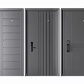 Modern Gray Security Doors With Different Designs And Lock Features 3d model