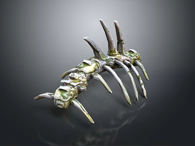 Detailed Limb Organ Structure With Metallic Spikes And Green Patina Design 3d model
