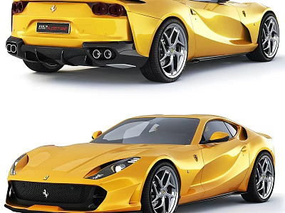 Yellow Ferrari Sports Car With Sleek Aerodynamic Design And Alloy Wheels 3d model