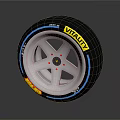 Pirelli Vitality Tire with Silver Five Spoke Wheel Blue Trim and Yellow Label