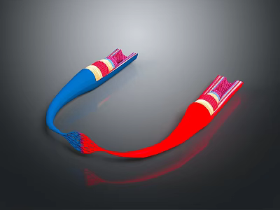 Commercial Equipment U Shaped Components Featuring Blue Red Colored Design And Internal Layers 3d model