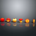 Red And Yellow Apples Showing Various States Whole Bitten Sliced And Cut Pieces
