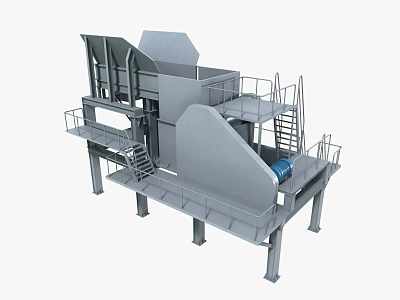 Heavy Duty Industrial Processing Equipment With Multi Level Platforms Metal Frame And Staircases 3d model