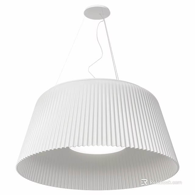 Modern White Pleated Ceiling Light With Sleek Design And Hanging Structure 3d model
