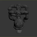 Industrial Style Metal Pipe Humanoid Sculpture With Helmet Head And Sitting Posture