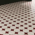 Red and White Circular Pattern Floor Tiles Arranged in Grid Layout for Modern Interior 3d model