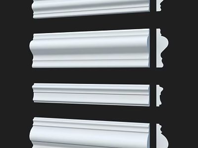 White Decorative Moldings for Interior Design with Various Profiles and Smooth Surfaces 3d model