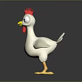 White Chicken Toy With Red Comb Yellow Beak And Yellow Feet On Dark Background