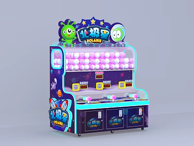 Alien Colony Entertainment Appliance with Colorful Balls Transparent Window and Alien Characters 3d model