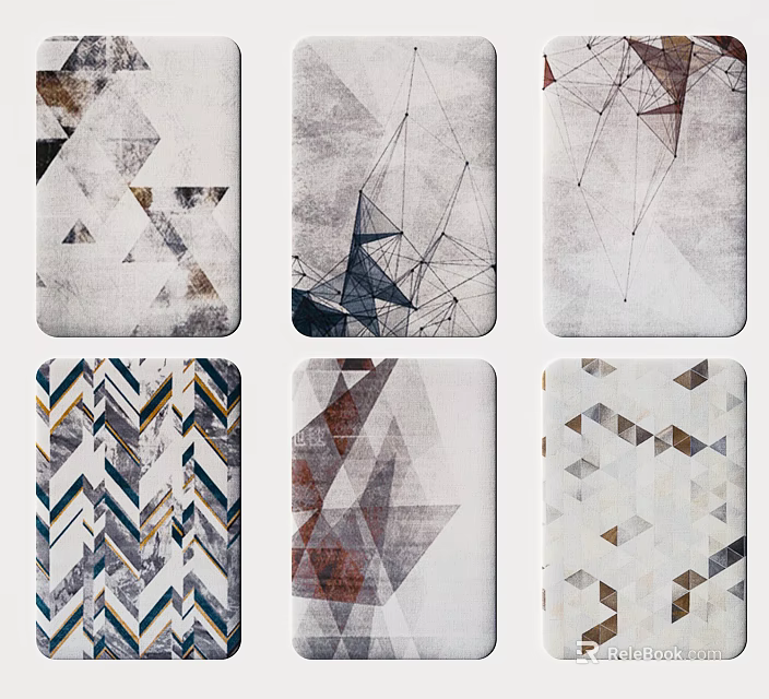 Square Rugs With Modern Abstract Geometric Patterns And Various Neutral Tones 3d model