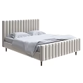 Light Colored Velvet Double Bed With Vertical Tufted Headboard And Modern Design 3d model