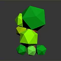 Low Poly Tree with Green Foliage and Orange Trunk in Geometric Style