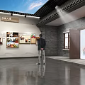 Traditional Chinese Community Courtyard With Brick Walls Tiled Roof And TV Screen