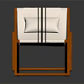 Wooden Frame Lounge Chair With White Canvas Black Stripes And Cushion