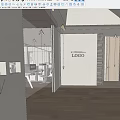 Modern Office Reception Area with Minimalist Design Wooden Flooring Recessed Lighting and Logo Wall