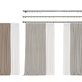 Brown White Gray Curtains With Decorative Curtain Rods For Home Interior