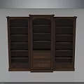 Elegant Traditional Wooden Bookcase With Three Sections Multiple Shelves And Drawers