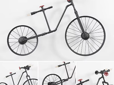 Modern Black Metal Bicycle Wall Decor for Home Interior Decoration 3d model
