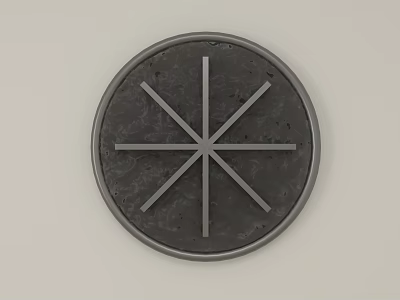 Round Black Wall Decor With Radial Lines And Minimalist Metal Frame 3d model