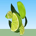 Fresh Vibrant Green Lime Slices And Whole Fruits With Mint Leaves