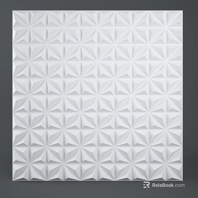 Modern White Bedroom Accent Wall With Geometric 3D Panel Design Ideas 3d model