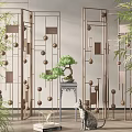 New Chinese-style screen partition 3d model