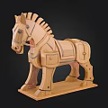 Handcrafted Wooden Horse Puzzle Model With Intricate Assembled Details And Stable Base