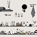 Bathroom Accessories Collection With Towels Diffusers Mirrors Shelves And Toiletries