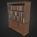 Wooden Bookshelf With Multiple Shelves Drawers And Cabinet Doors Filled With Books