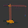Yellow Construction Crane Equipment With Long Boom Base Wheels And Hook