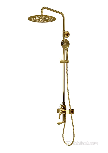 Golden Shower System With Fixed Head Handheld Sprayer And Adjustable Bracket 3d model 