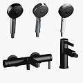 Modern Black Shower Head System With Various Components And Fixtures 3d model